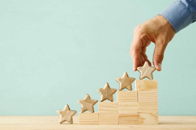 concept image of setting a five star goal. increase rating or ranking, evaluation and classification idea