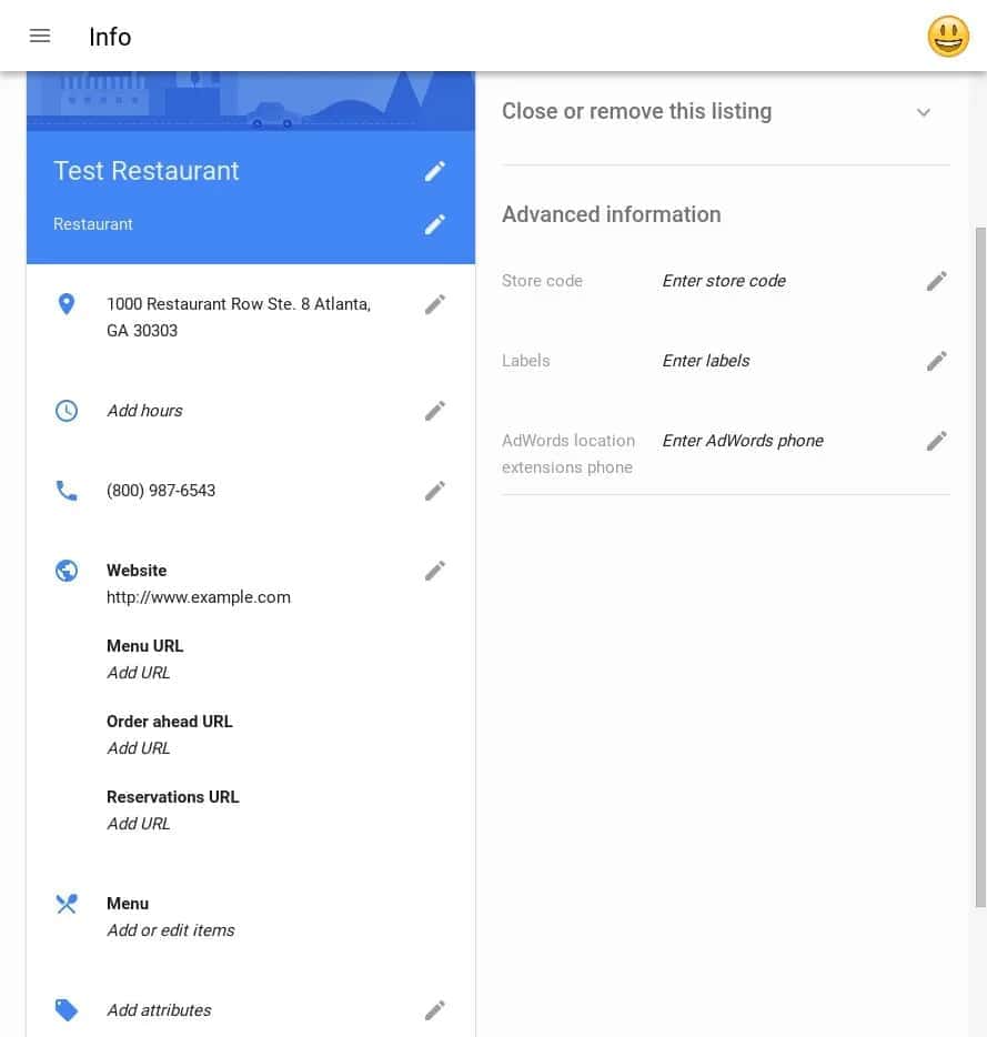 Paso 2: Editar menú de restaurante en Google My Business.
